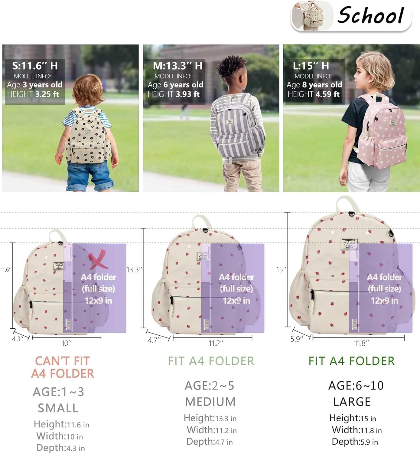 Corduroy Kids Backpack for Boys 6-10: Boys Girls Backpacks for Elementary Kindergarten 15” H Fit Folder Strawberry Corduroy Age 6-10 (15" H Fit A4 Folder) image 4 of 8 B0DG2RDY6Y