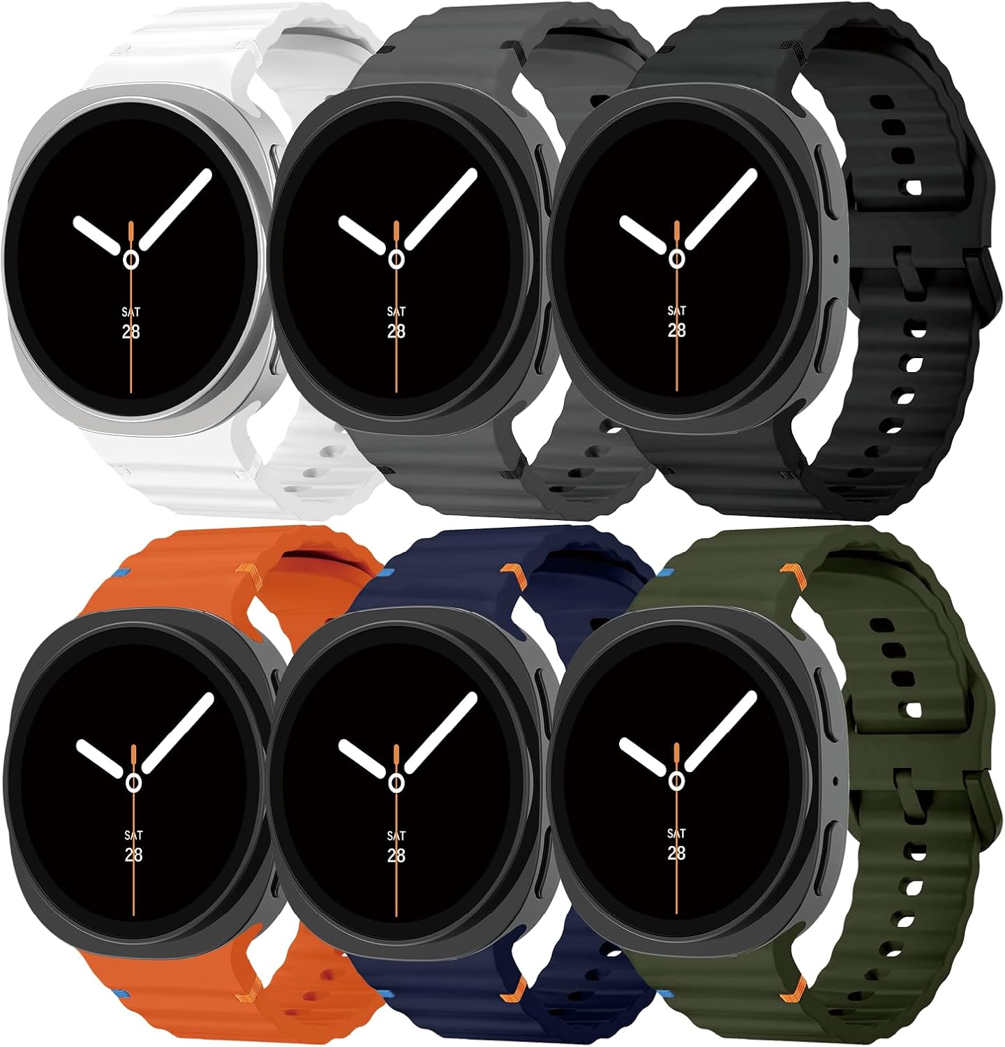 6 Pack Silicone Sport Bands for Samsung Galaxy Watch 9,8 Classic 40/44/46mm