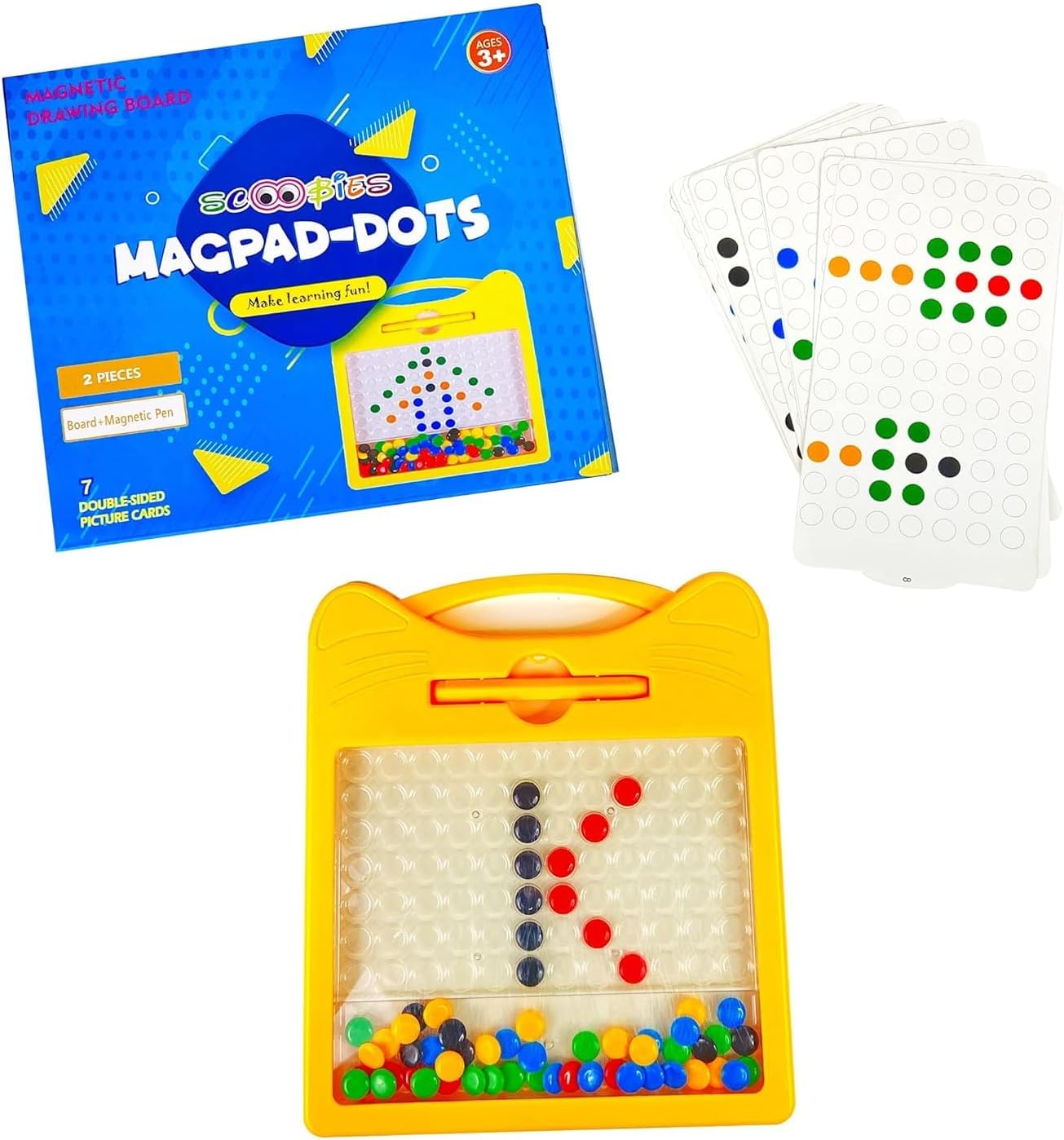 THE BRAIN GYM FACTORY - Picture Cards with Magnetic Stylus, 7 Double-Sided Designs, Enhance Learning Skills Through Patterns and Symmetry