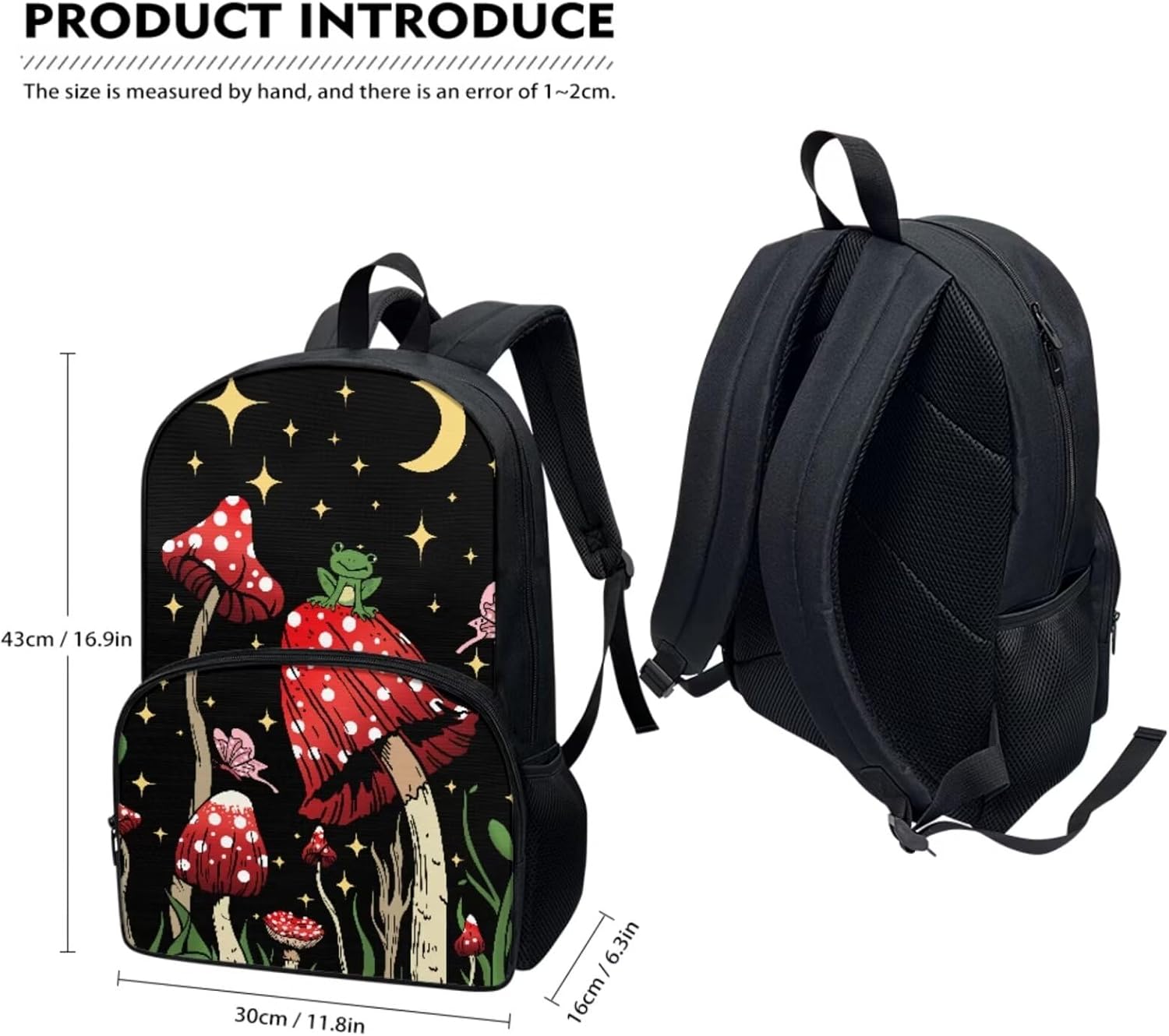 Mushroom Kids Backpack for School Girls 4th Grade Preschool Elementary Middle School Bag Student Bookbag Cute School Supplies Set for Kids Teens with Lunch Bag Pencil Case 4 Piece