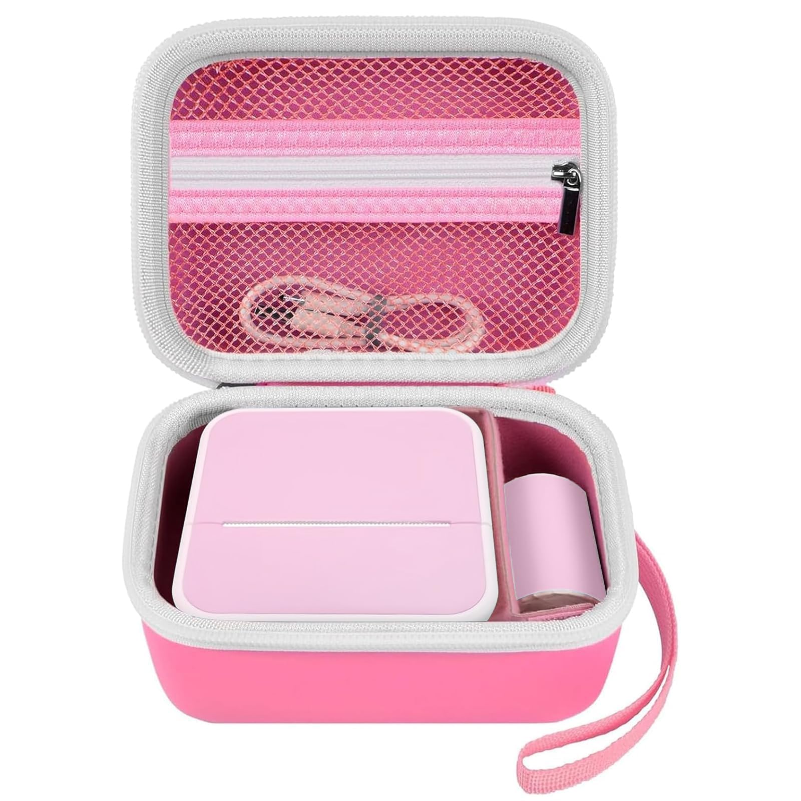 Case for Memoking T02/ for Phomemo M02/ T02/ M02S/ M02 pro/ Q30S/ M02X Inkless Sticker Photo Printer. Portable Printer Storage Holder for Label Maker, Thermal Paper, USB Cable (Box Only) (Pinkink)