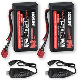 Hosim 2PCS 7.4V 1500mAh 15C Lipo Battery RC Lipo Batteries with 2 USB Chargers RC Car Remote Control Car RC Truck RC Boat Battery