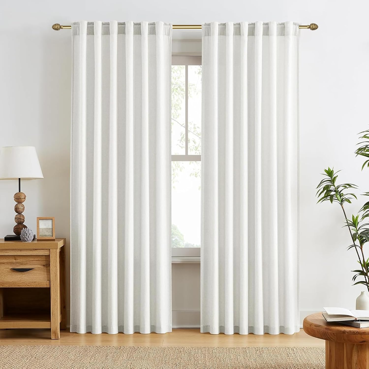 Urbanest Pineapple Curtain Drapery Rod Set 84"120"