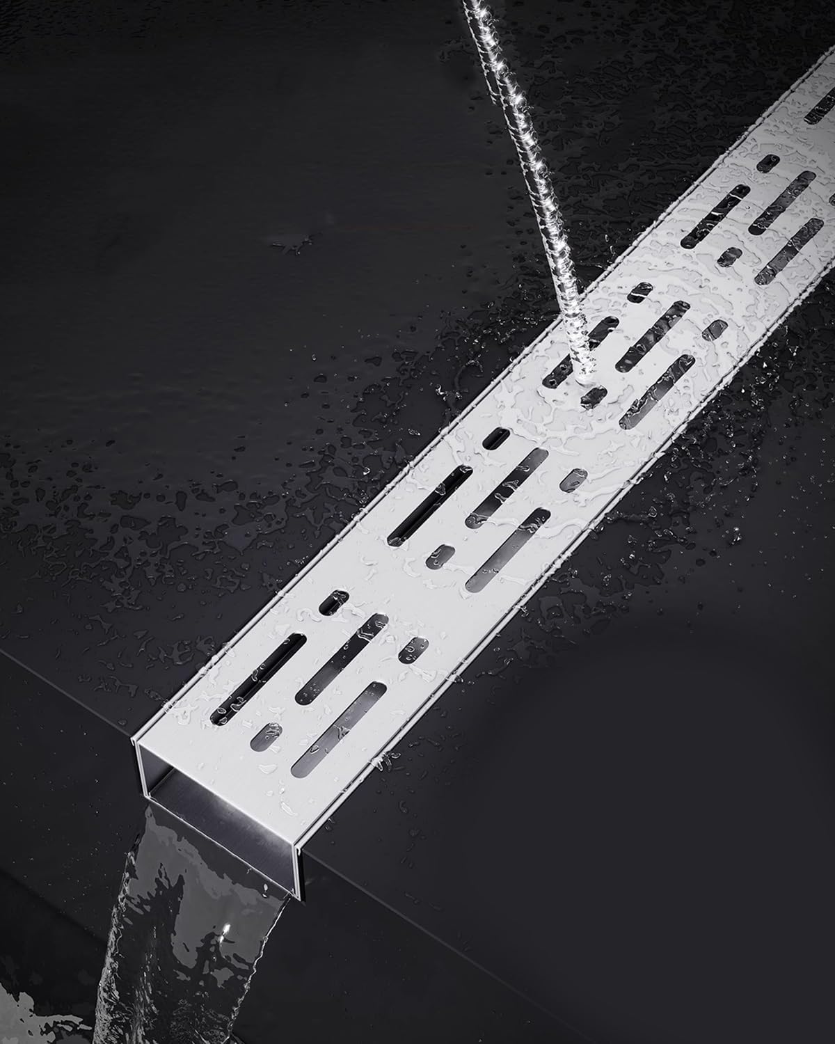 Heavy Duty 304 Stainless Steel Trench Drain Kit, Slim Outdoor Channel Drain Pipe for Yard, Garden, Deck - 3.5x3cm (1 3/8" x1 1/8") - Durable Water Management Solution