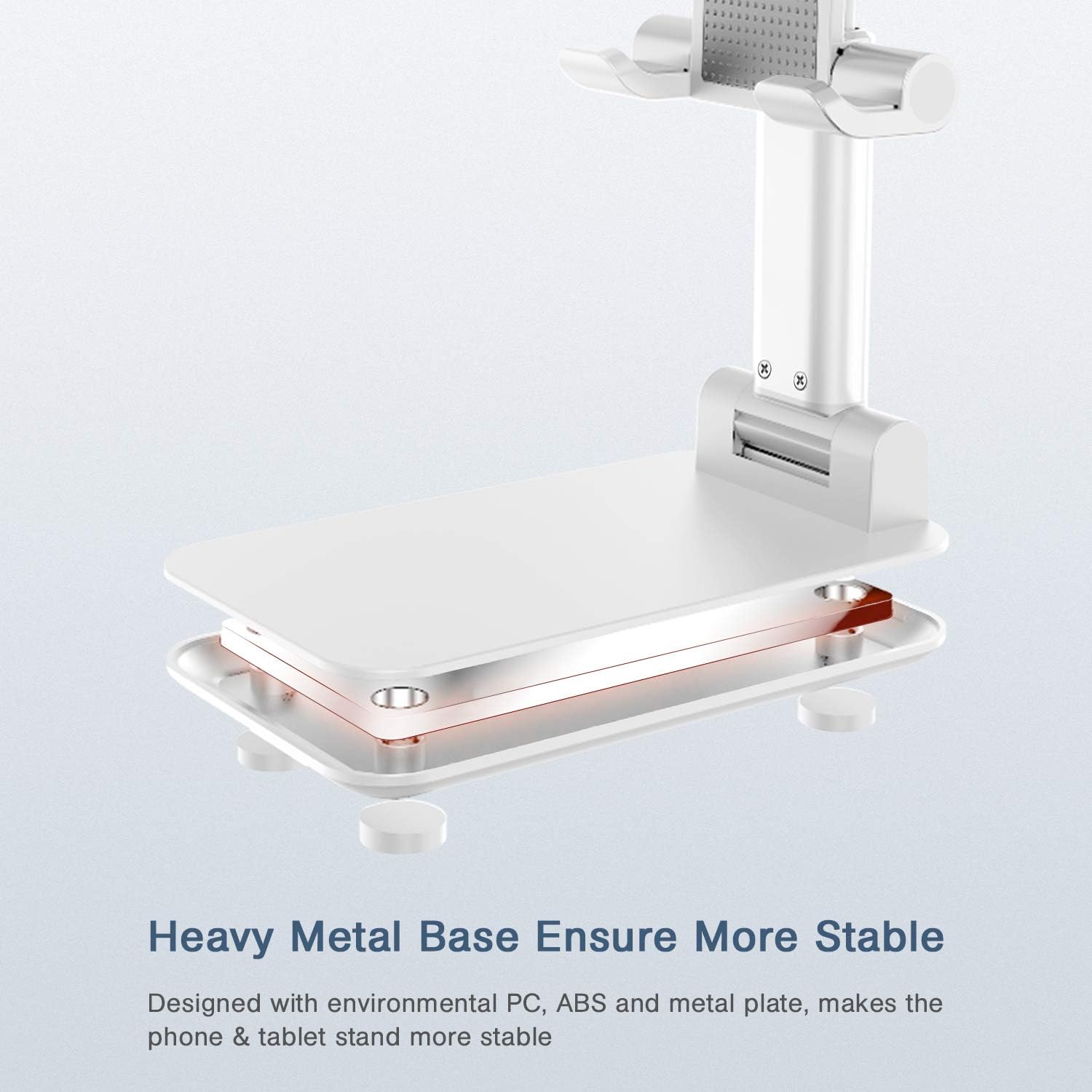 Cell Phone Stand, BoYata Adjustable Desk Phone Stand, Foldable Mobile Phone Holder Compatible with iPhone Xs Max Xr 8 7 6 6S Plus SE 5 5S 5C Charging, Accessories Desk, Other 4-7.9" Smart Phones-White