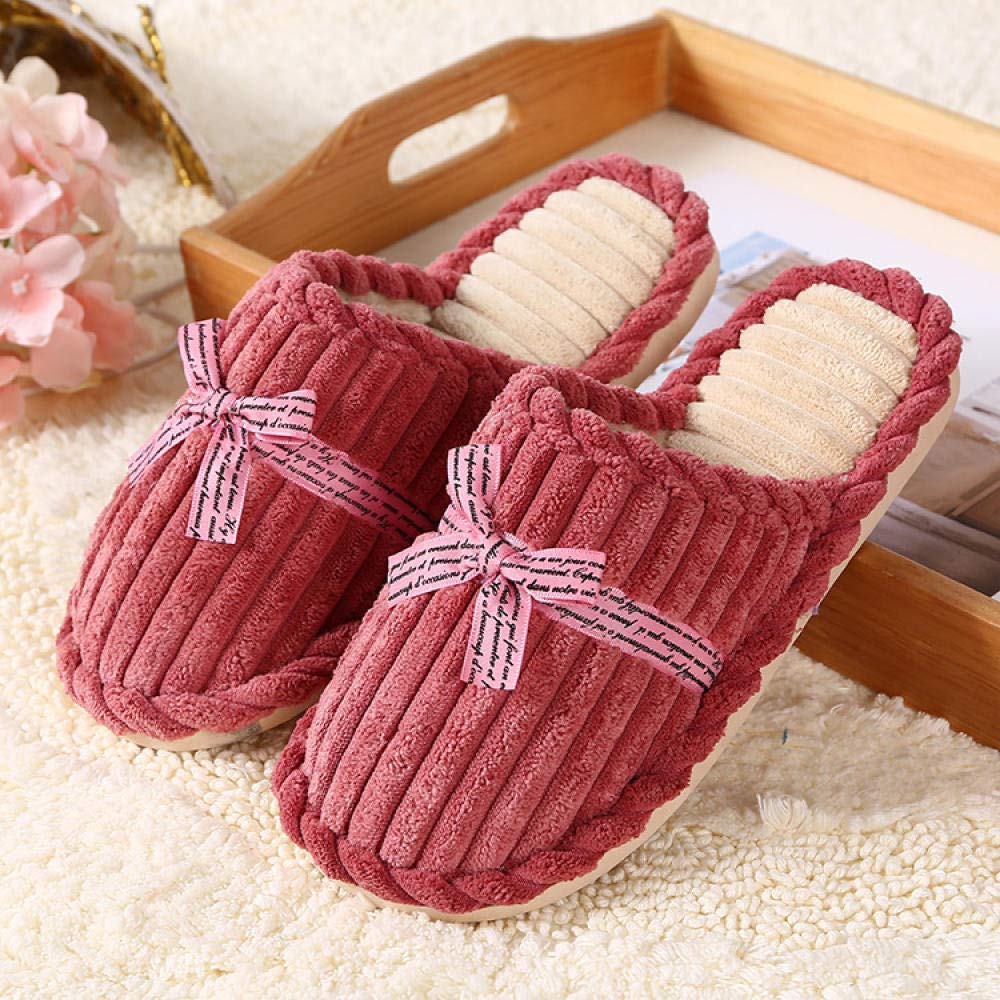 Zapatos De Casa Forrados,Pantuflas De Algodón Antideslizantes con Piso De Pana De Otoño E Invierno-L_38-39(Color : D, Size : 4041) (I 3839)
