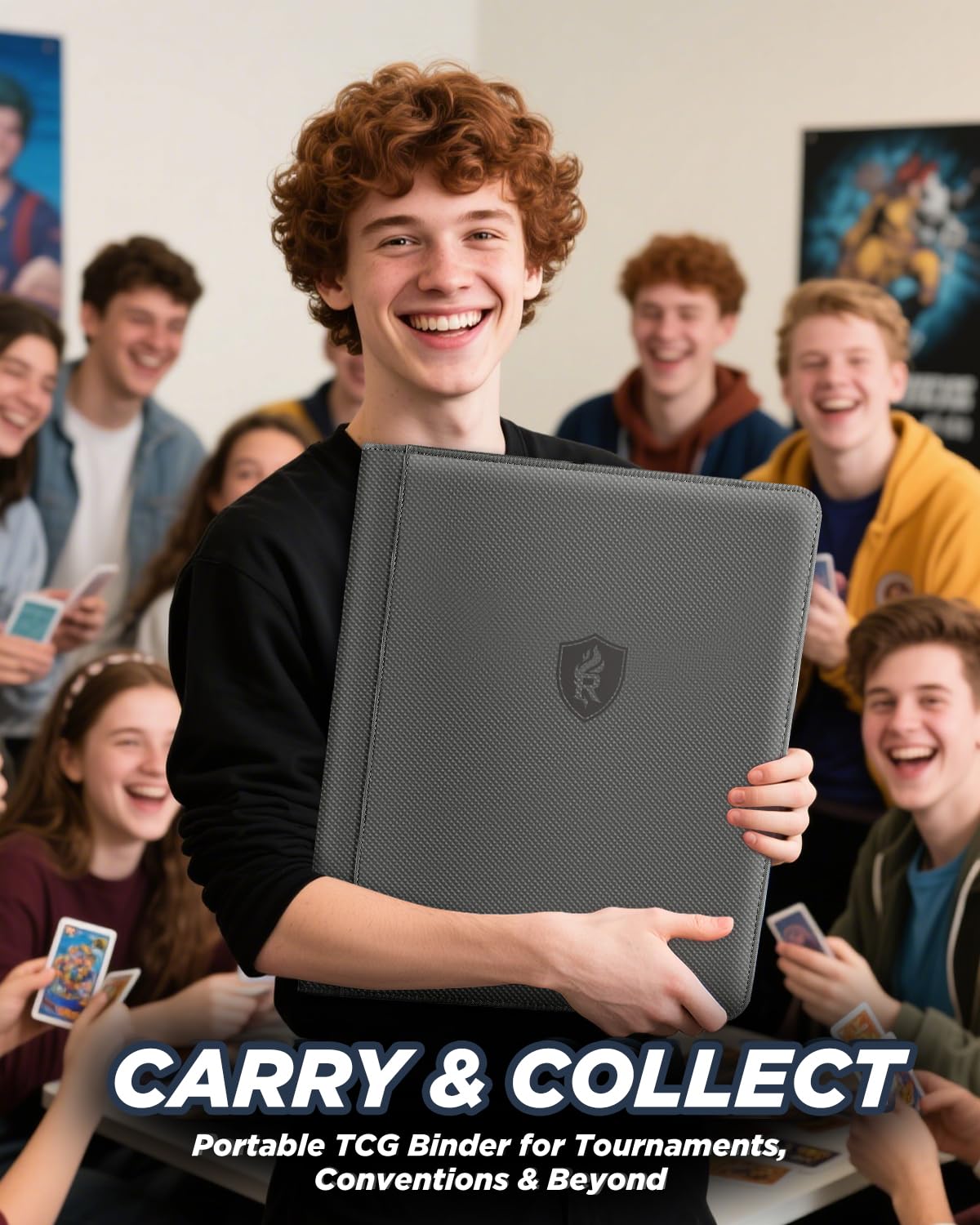 Carpeta de 9 bolsillos con cremallera – Capacidad para 252 cargadores superiores – Álbum de tarjetas de doble cara premium para tarjetas de intercambio, TCG, MTG, tarjetas deportivas (gris)