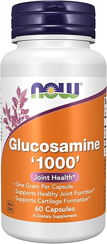NOW Suplementos, glucosamina '1000', con certificación de suplemento dietético UL, 0.04 oz por cápsula, 60 cápsulas vegetales