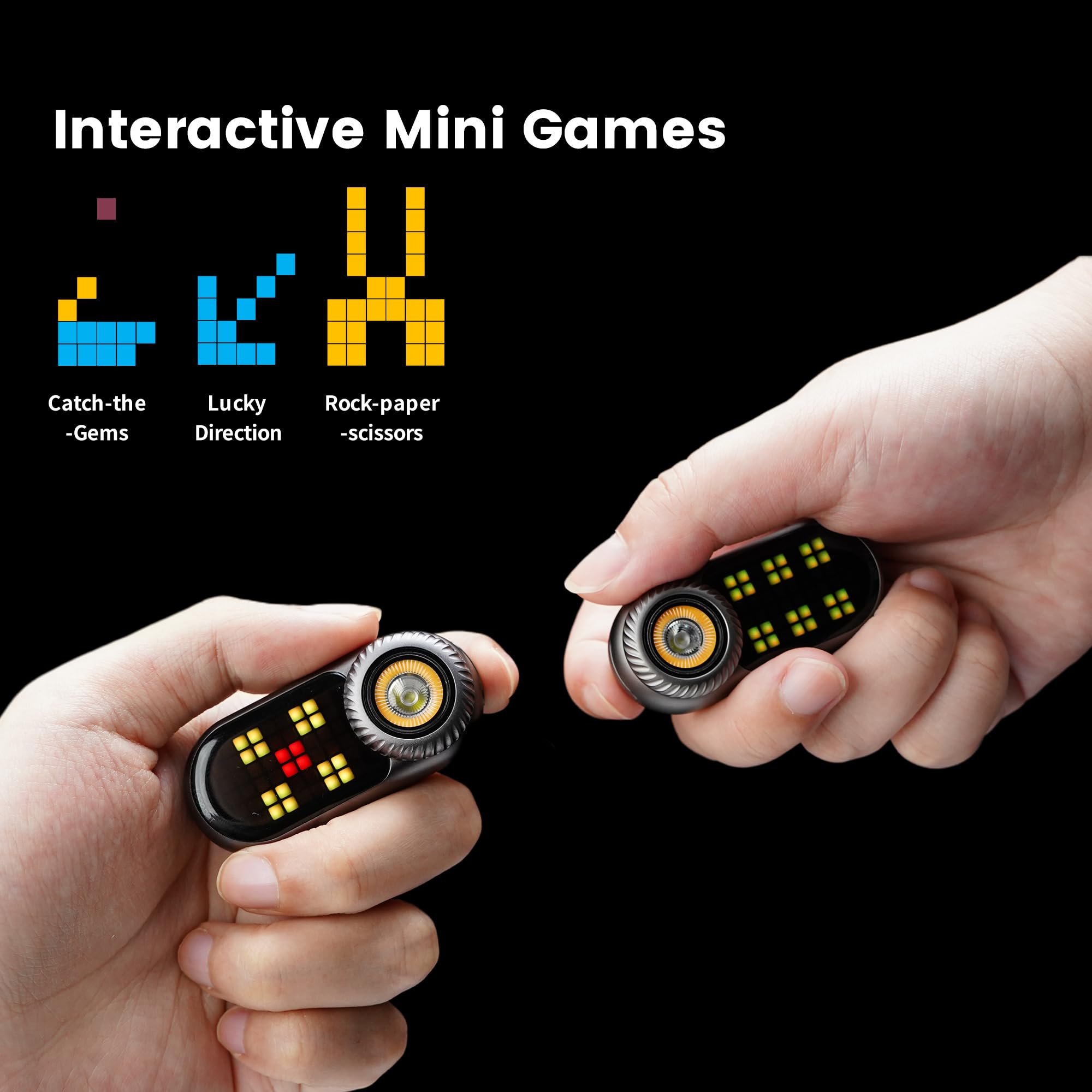 LOOPDOT EDC Torcia – Torcia a LED ricaricabile piccola e potente con display RGB Pixel, giochi interattivi, luminosità regolabile, fantastico gadget regalo per bambini e adulti (grigio)