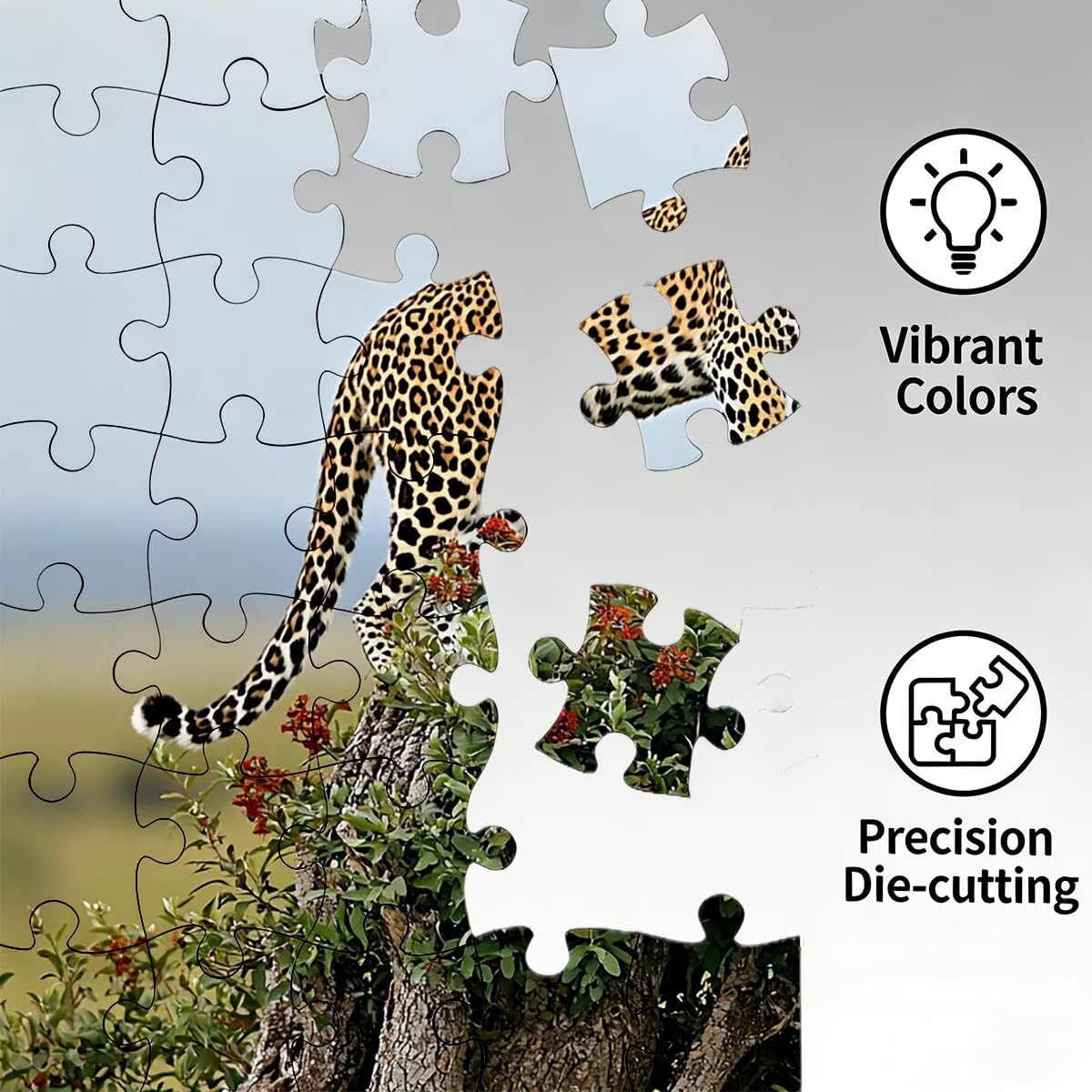 Puzzle 1500 elementów dla dorosłych, puzzle 1500 elementów lamparta, fabryczne puzzle dla dorosłych z wykwintnym pudełkiem do pakowania, gry edukacyjne, duże drewniane puzzle na prezent dla kobiet