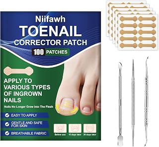 Ingrown Toenail Strips, 100 Pcs Breathable Toenail Corrector Patch with 3 Pedicure Tools, Ingrown Toenail Treatment for At-Home Pedicure and Foot Care (Style 04)