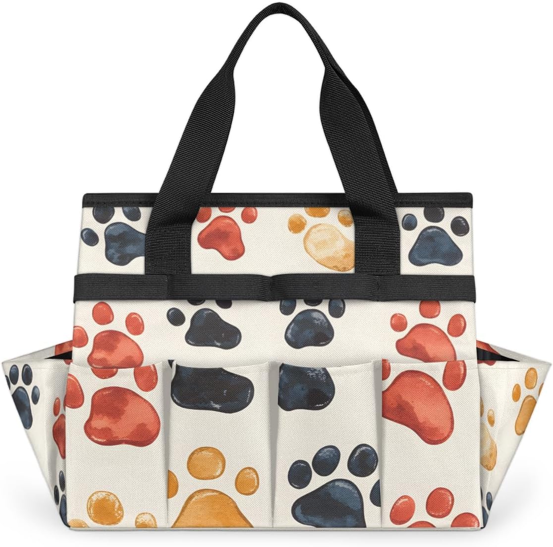 Colorful Pawprint Heavy Duty Garden Tool Bag with 10 Pockets