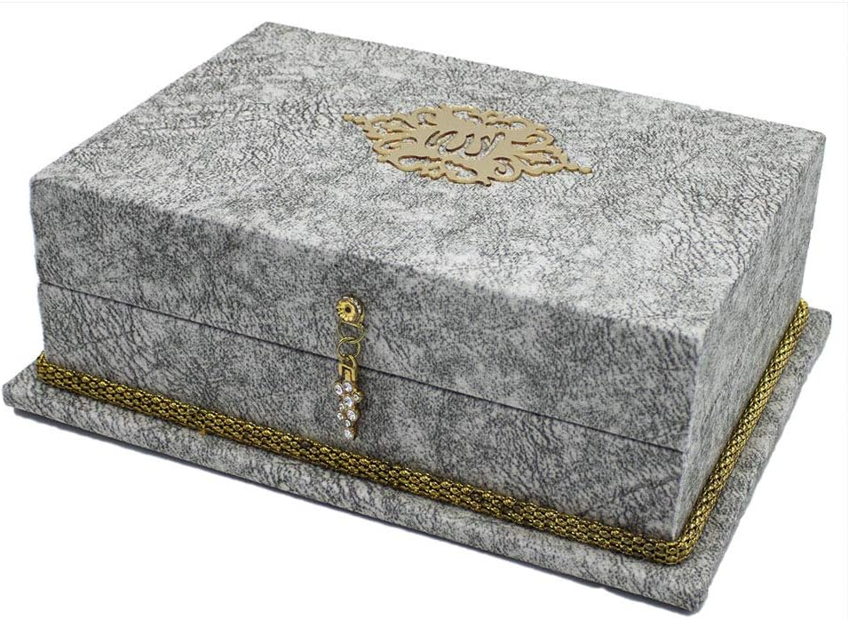 Modefa Islamic Turkish Holy Quran in Arabic with Keepsake Velvet Gift Case & Prayer Beads (Tulip Red)