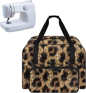 Leopard Print Sewing Machine Carrying Case Portable Tote Bag Heavy Padded Sewing Machine Dust Cover Large Capacity Handbag Machine Washable