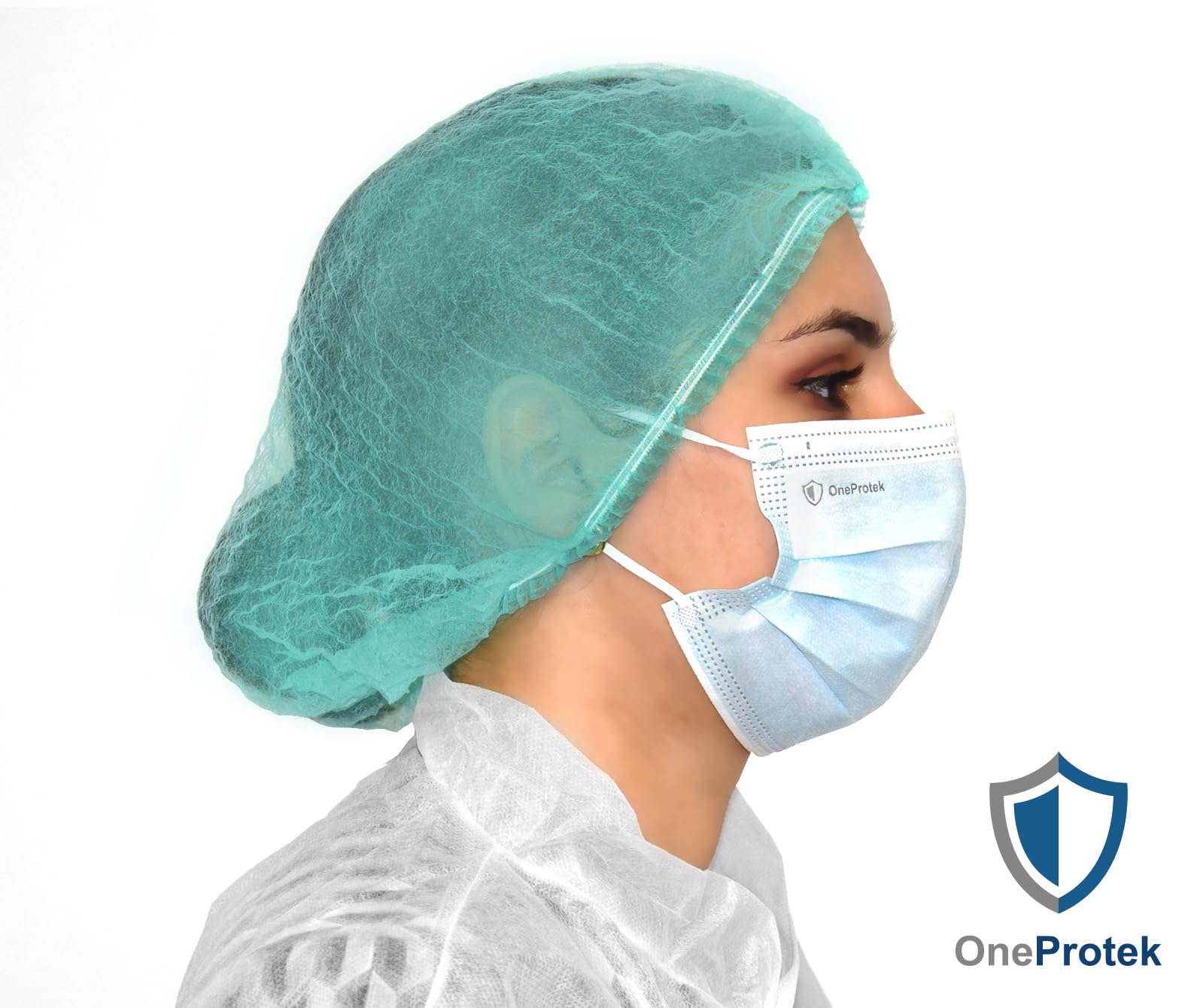 Charlotte cheveux jetable - 2000 charlottes jetables OneProtek (Vert) - Pour usage Alimentaire Restauration et Médical, 53 cm, Respirantes et Résistantes pour un confort longue durée