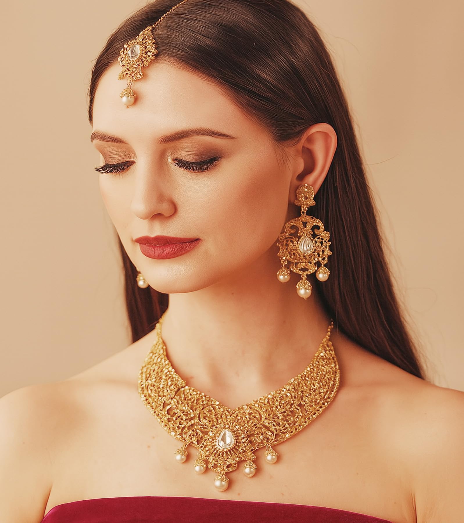 Touchstone Indische Bollywood- und Brautschmuckhalskette für Damen