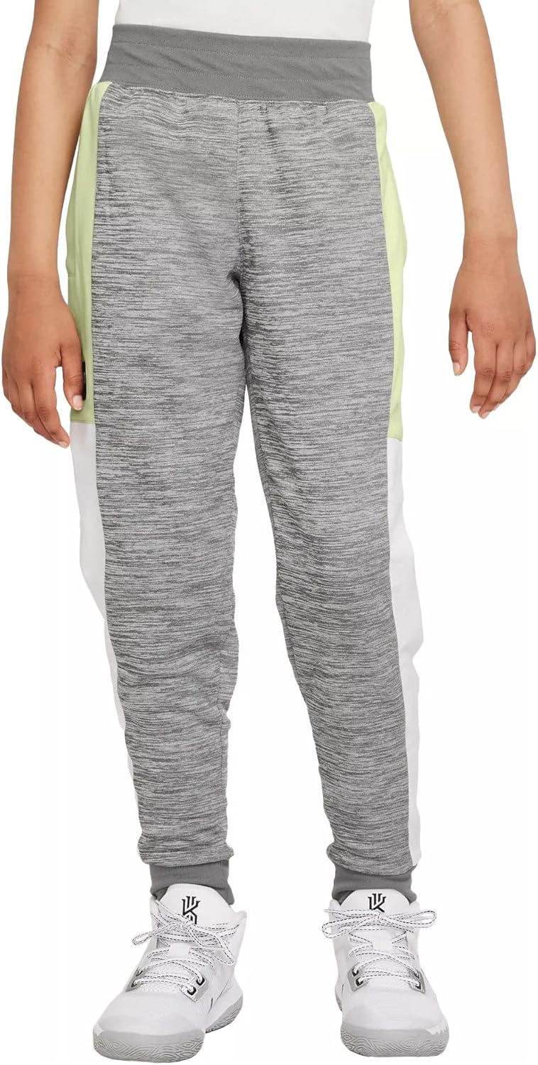 Nike Big Boys Therma-Fit Elite Basketball Pants (Carbon Heather/Lime Ice, X-Large)