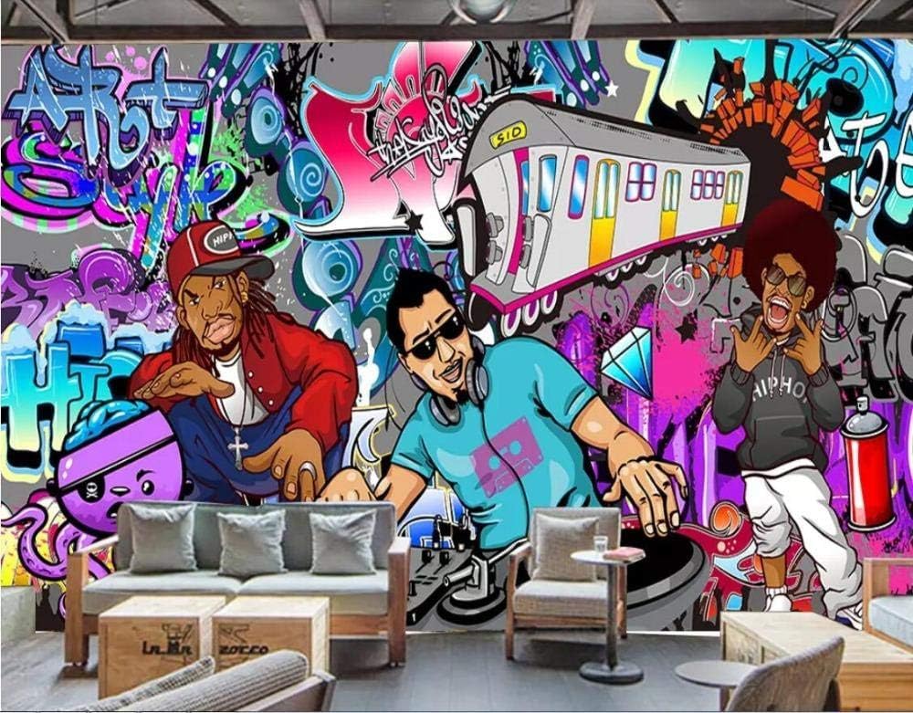 Graffiti Hip Hop Rock Musica 3D Carta Da Parati Sfondi Ufficio Divano Camera Da Letto Sfondo Decorazione Murale-250cm×170cm