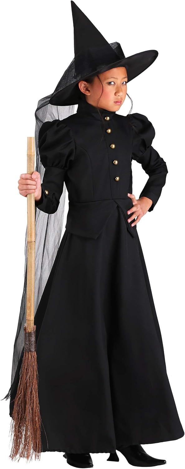 Fun Costumes Child Full Length Witch Costume Kid's Deluxe Wicked Outfit - Large - Black