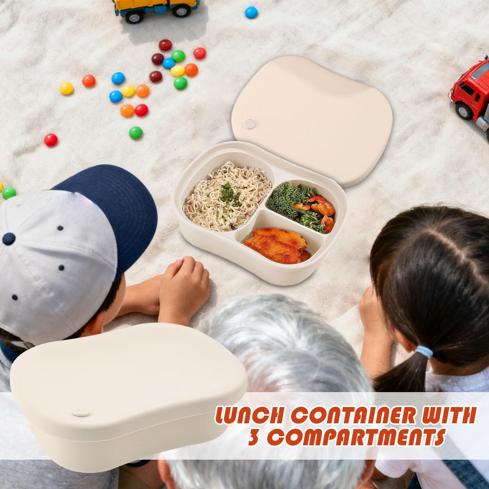 Portapranzo con 3 Scomparti – Contenitore per la Preparazione dei pasti per Scuola, Ufficio, Lavoro e Viaggi.