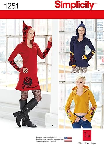 Simplicity 1251 Vestido de punto para mujer, túnica y patrón de costura superior por Karen Fleish, tallas 4-12