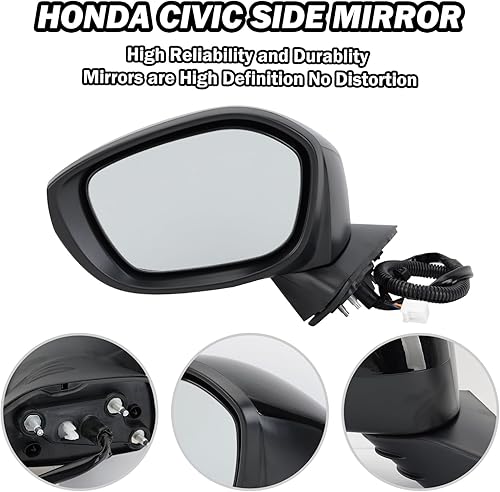 Miniatura 3 de Espejo lateral izquierdo del conductor compatible con Honda Civic SedanHatchback 2022, 2023, 2024, 2025, espejos con cristal eléctrico, sin