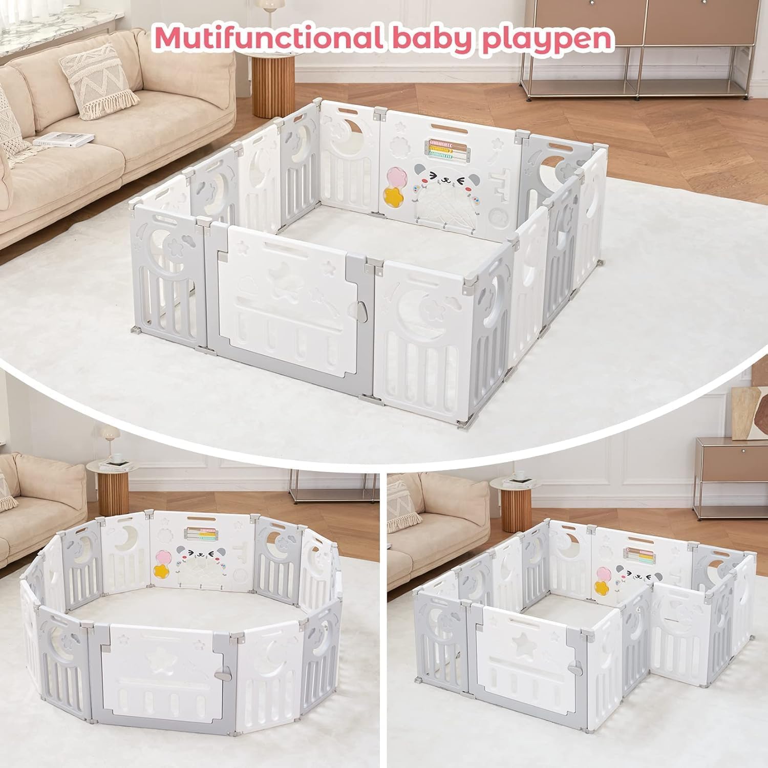 Hukimoyo 18 Panel Playpen for Babies Upto 5 Year Foldable Baby Fence Playpen with Mat & Balls Activity Play Yard for Kids Play Area Indoor Setup Fence for Toddlers Outdoor Playarea with Gate (6x6 =36sqft) - Image 7 thumbnail