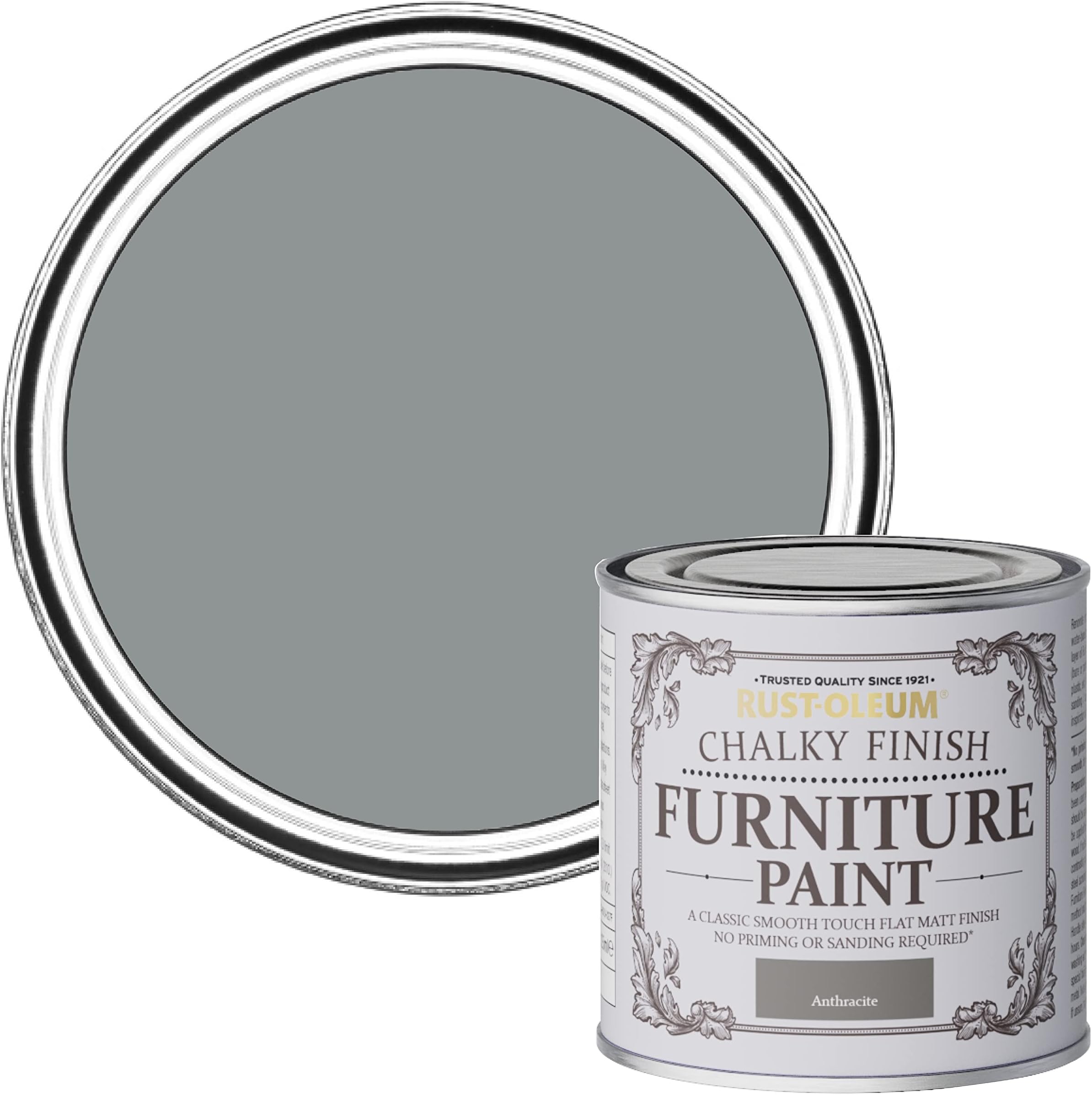 Mid Grey Chalky Furniture Paint in Anthracite - 125 ml