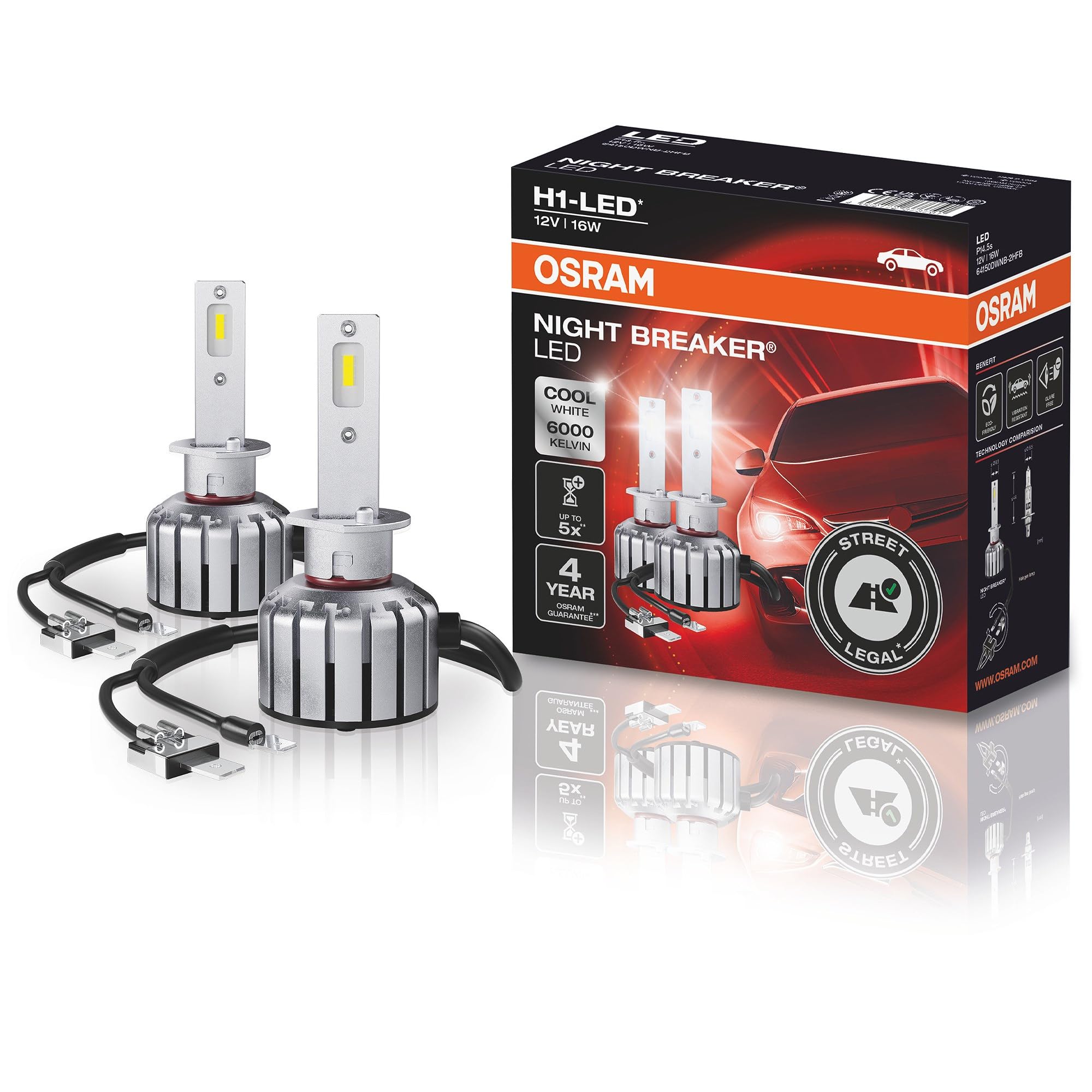 Osram NIGHT BREAKER H1-LED – Straßenzugelassene H1 LED-Nachrüstlampe