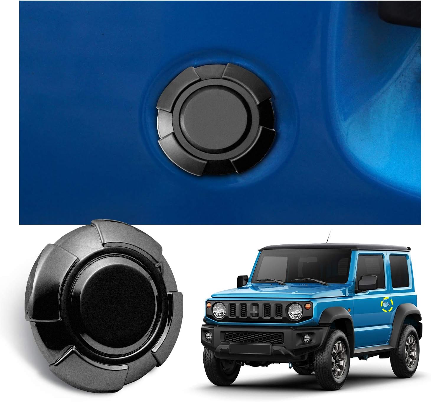 CDEFG Jimny JB74 JB64 Car Door Lock Cover Stainless Steel Car Door Lock Buckle Decorative Cover (Black)