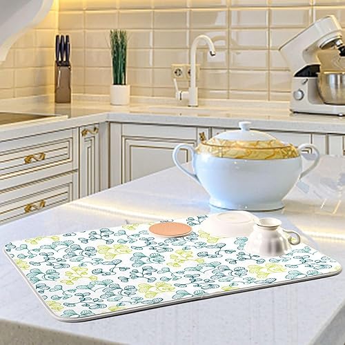 Miniatura 6 de Unique Plant Leaf Pattern Dish Drying Mat Kitchen Countertop Mat Dish Drying Rack Matt Tapete Para Cocina 16'' x 18''