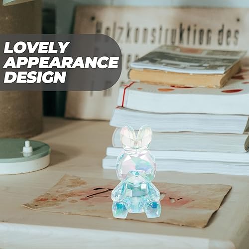 Miniatura 9 de Sewroro Figura de conejo de cristal 2023 decoración del año del conejo estatua de conejo del zodiaco chino coleccionable arte de vidrio adorno de