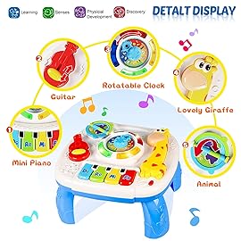 HQXBNBY Baby Toys 1 8 Months, Musical Learning Table Toys for 2 3 Year Old Boys Girls Early Education Activity Center Toys Kids Toddler Birthday Gifts