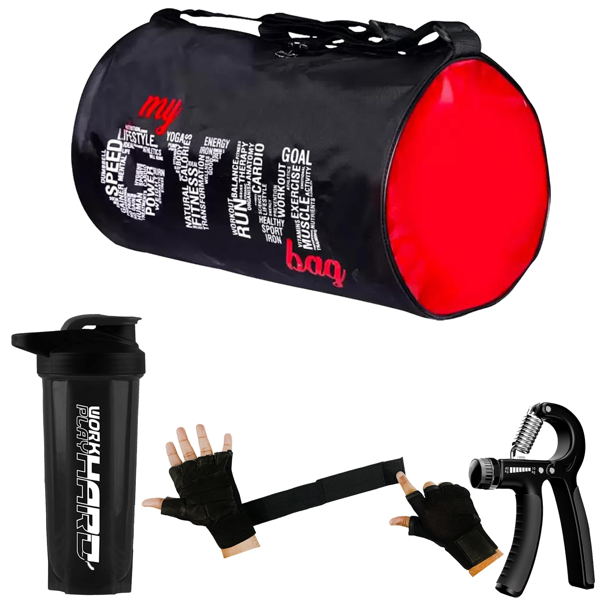 COOL INDIANS Gym Bag for Men Gym Bag with Workhard Bottle,Hand Gloves,Hand Exerciser Gripper for Men&Women Travel Duffle Gym Bag Backpack for Men and Women Gym Workout Bag & Fitness Kit-picture-10