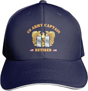 US Captain Rank Insignia Emblem(CPT O‑3) Retired Adjustable Navy Blue Baseball Cap - Lightweight, Breathable Dad Hat for Men & Women