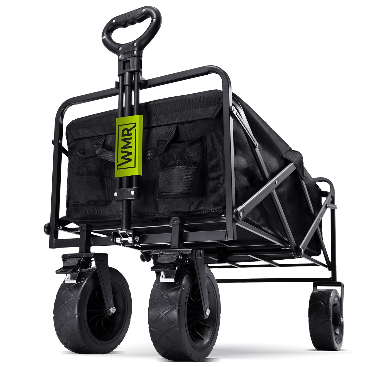 Heavy-Duty Collapsible Garden Wagon. Festival Trolley with Removable Fabric, Large Wheels, Folding Trolley for Festivals, Camping, Shopping & Picnics – 100kg Max Capacity, Black