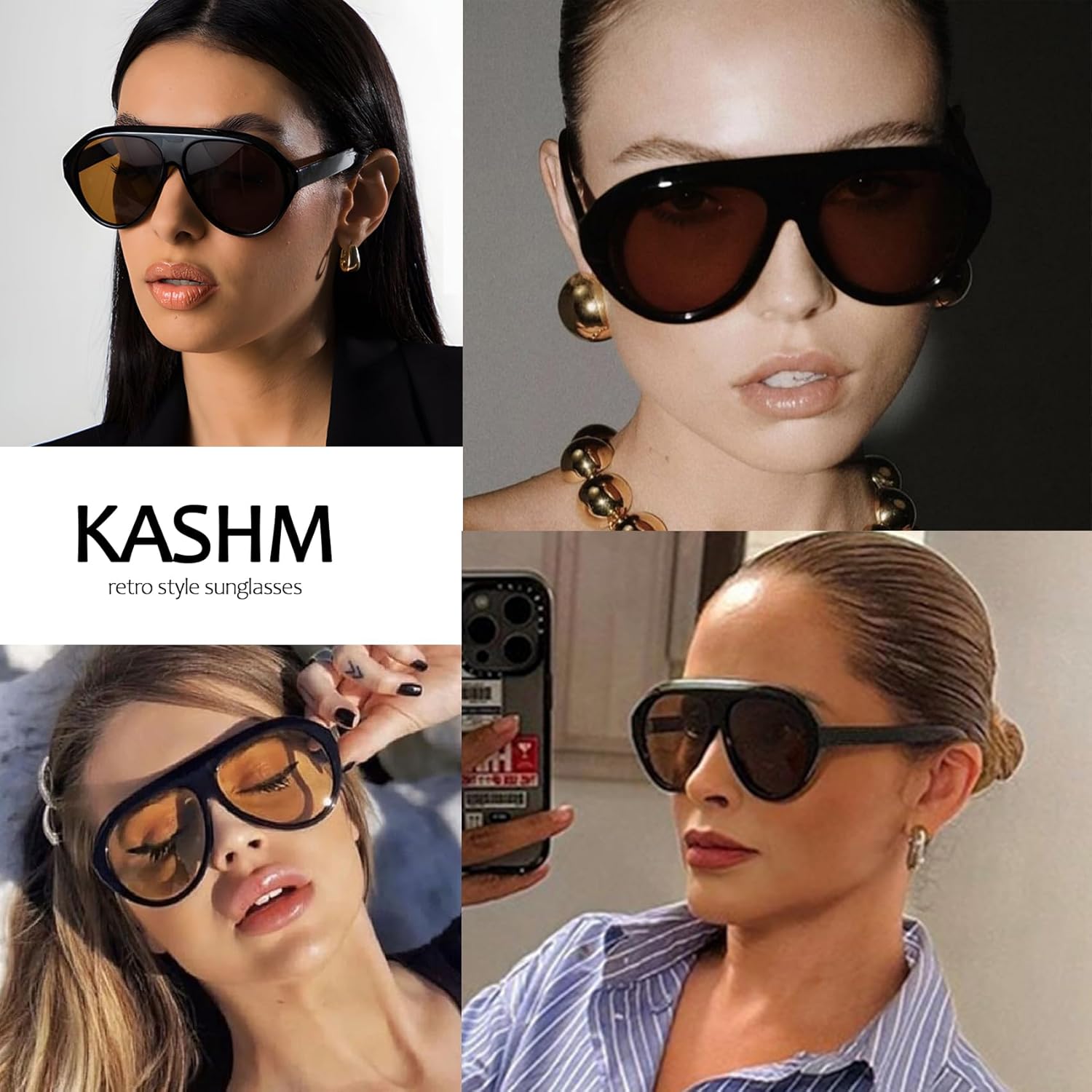 Retro Oversized Aviator Sunglasses for Women Vintage Trendy 70s Large Aviators Sun Glasses UV Protection - Image 7