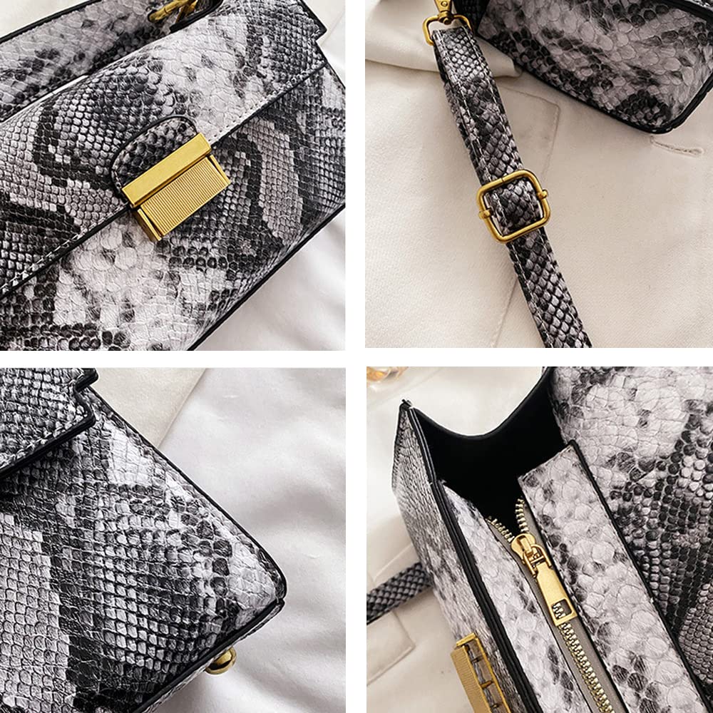 Bolso Bandolera Pequeña para Mujer en Cuero PU Bolso de Hombro con Estampado de Piel de cocodrilo Moda Bolsos de Mano con Bandolera para Damas Bolso de señora Carteras de Mano y Clutches