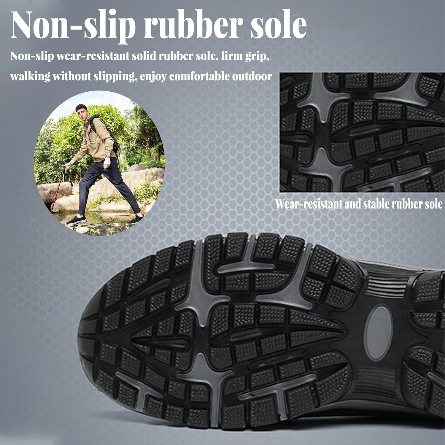 Mountaineering Outdoor Shoes,Widened Forefoot Reinforced Heel Fall Design Light and Soft Sole Slip Design(Black,8.5US)
