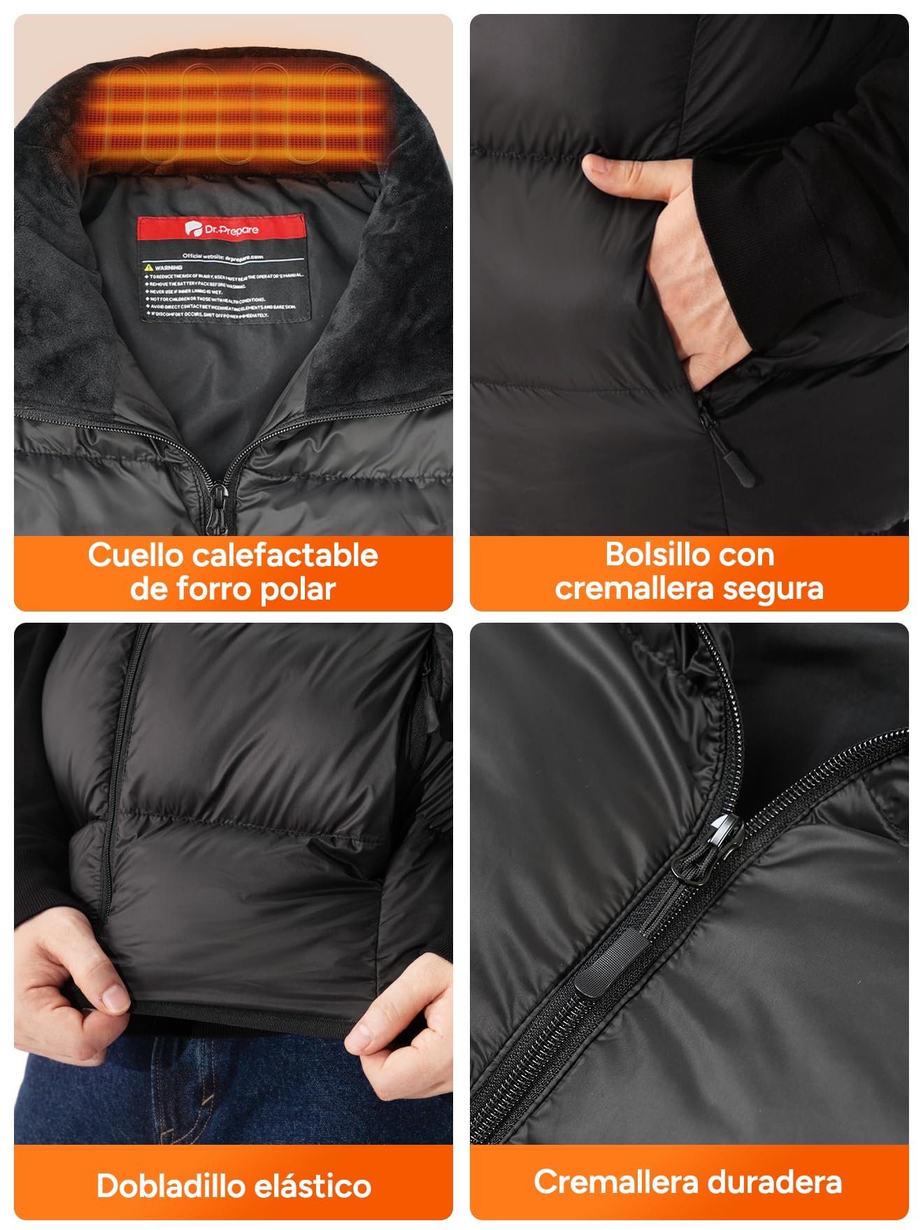 DR.PREPARE Chaleco Calefactable para Hombre y Mujer, Batería de 7,4 V 16000 mAh, 3 Niveles de Calefacción Doble Control 10 Zonas de Calentamiento Chaqueta Térmico para Esquí Pesca Senderismo Camping