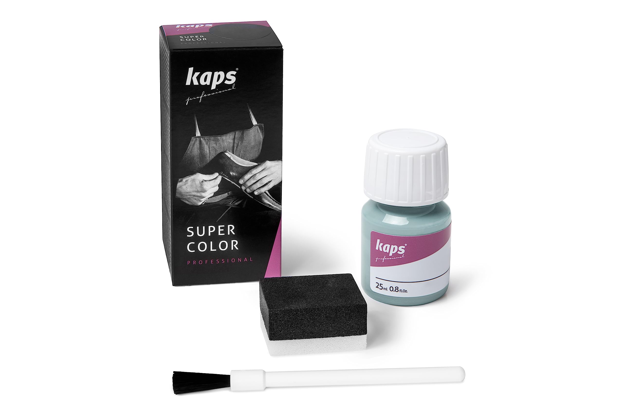 Tinte para Zapatos y Bolsos de Cuero y Textil con Esponja y Brocha, Kaps Super Color, 70 Colores (117 - azul marino) — view 89