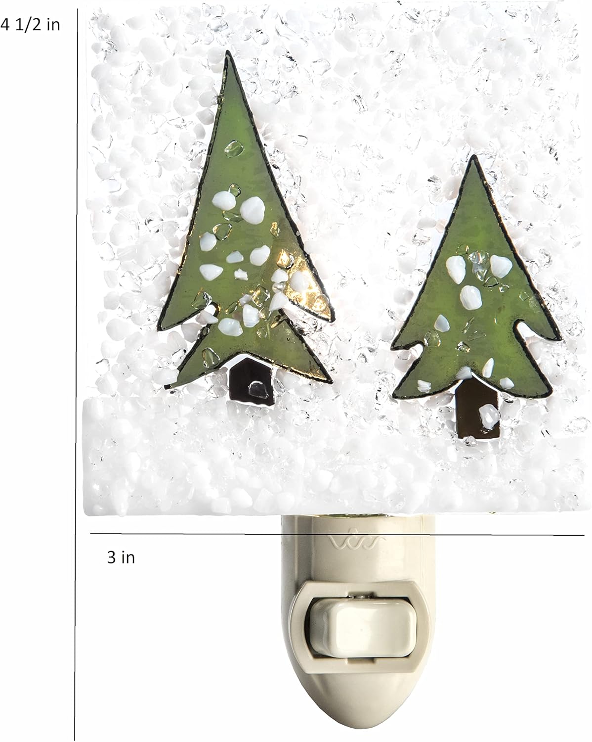 J Devlin Glass Art Stained Glass Night Light, Winter, Pine Tree, Plug in nightlight for Bedroom/Bathroom/Stairway/Hallway Home Decor NTL 223