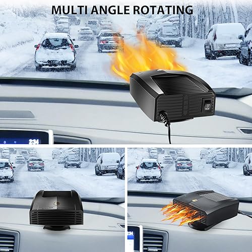 Miniatura 3 de Calentador de coche portátil de 12 V que se conecta al encendedor de cigarrillos, desempañador, descongelador, ventilador de calefacción y