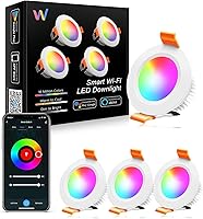 Vista 9 de LightingWill Iluminación LED empotrada de 2 pulgadas, Downlight LED inteligente WiFi, luz de techo de 5W compatible con Alexa/Google Assistant, RGB