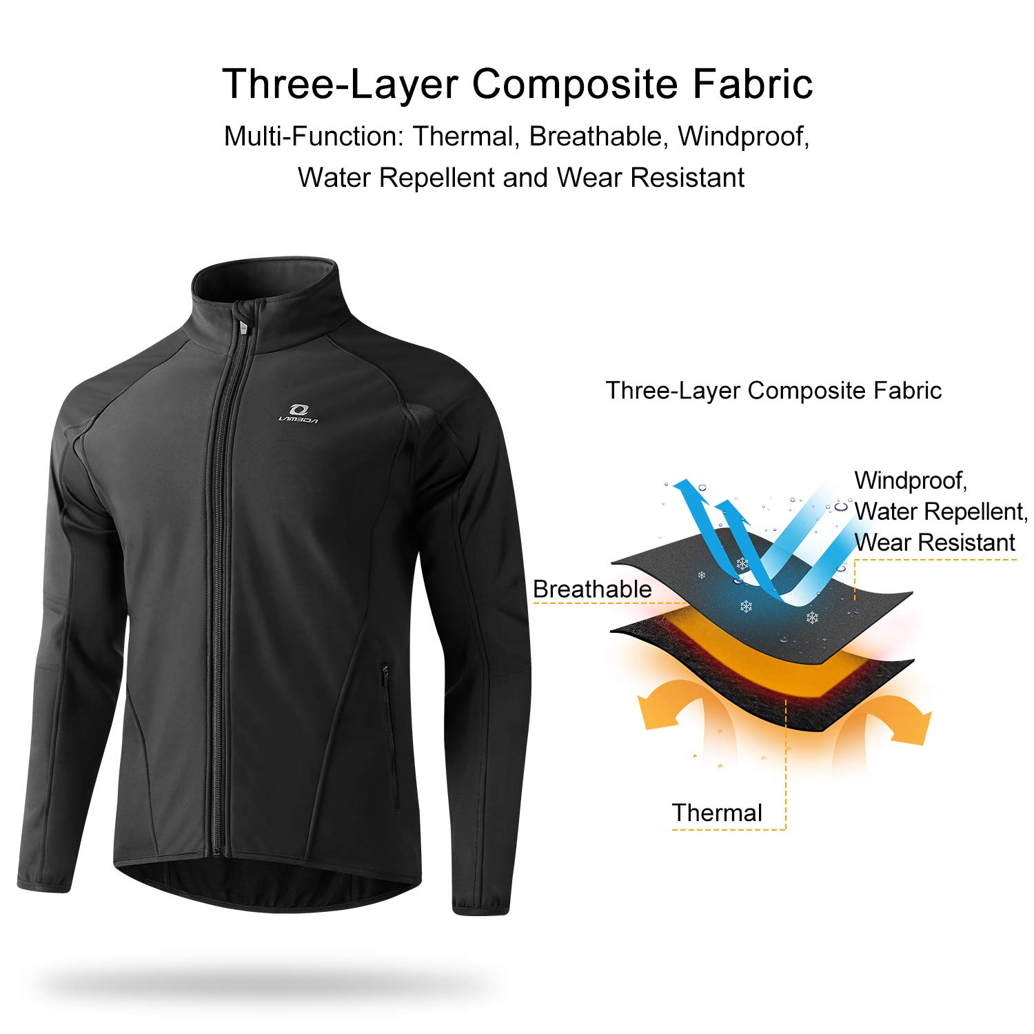 LAMEDA Fahrradjacke Herren Winter Warm Softshelljacke Wasserdicht Atmungsaktiv Winddicht Radjacke Laufjacke Thermo für Radfahren Sport Laufen Wandern