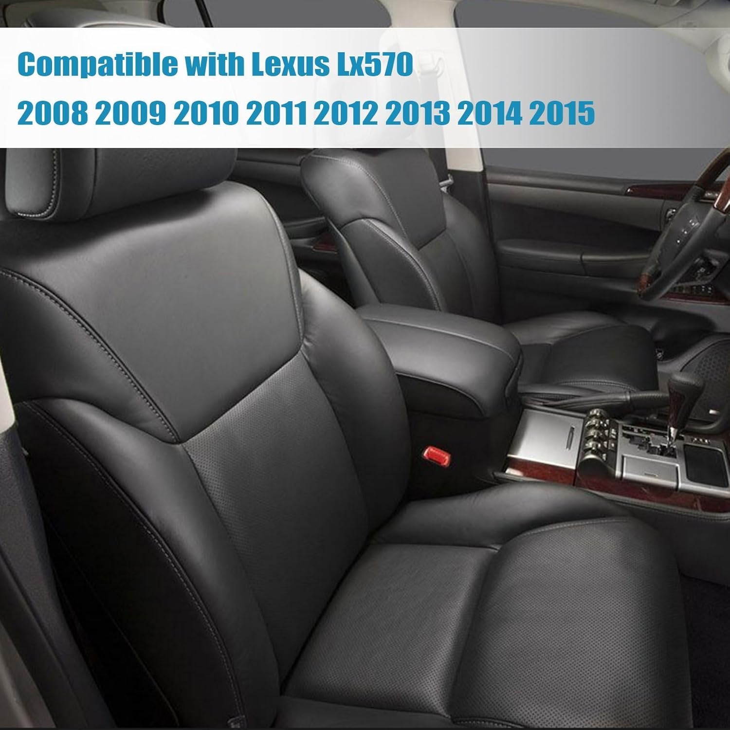 Priprilod Black Perforated Leather Front Driver Bottom Lower Replacement Seat Cover Compatible with Lexus Lx570 2008 2009 2010 2011 2012 2013 2014 2015