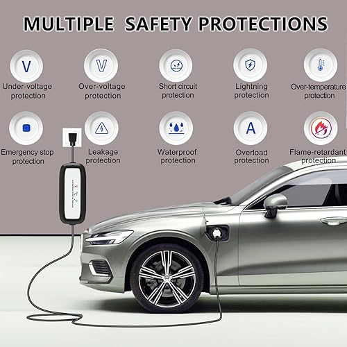 Miniatura 4 de Cargador EV, 16Amp 110V240V Portátil Nivel 1 Nivel 2 Estación de carga de vehículos eléctricos con enchufe NEMA 6-20 y adaptador NEMA 5-15 para