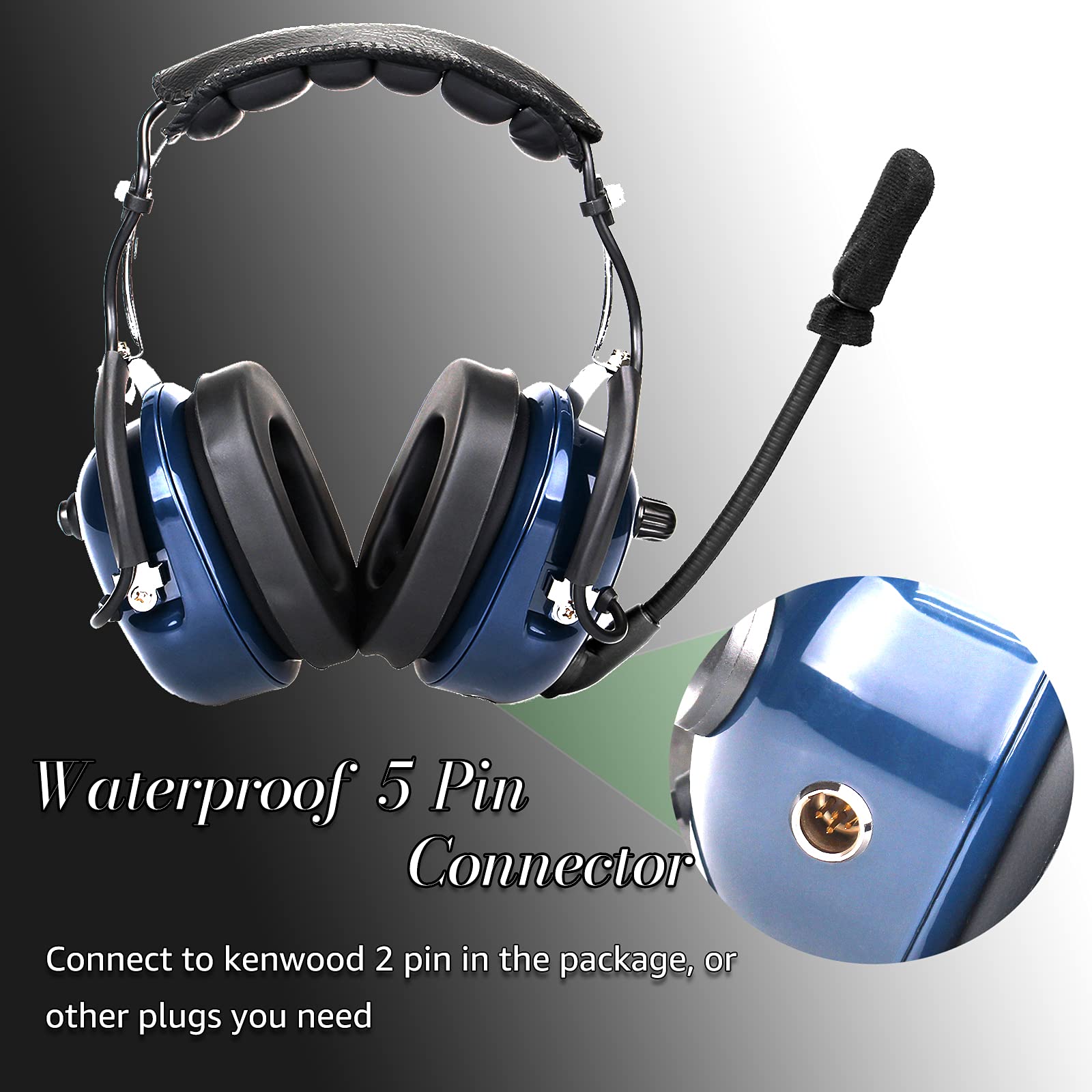 Retevis Casque Aviation Écouteur Casque Réduction de Bruit VOX Oreillette Compatible avec Talkie Walkie RT24 RT27 RT619 BAOFENG BF-888S UV-5R Kenwood HYT TYT WOUXUN (Bleu,1 Pcs)