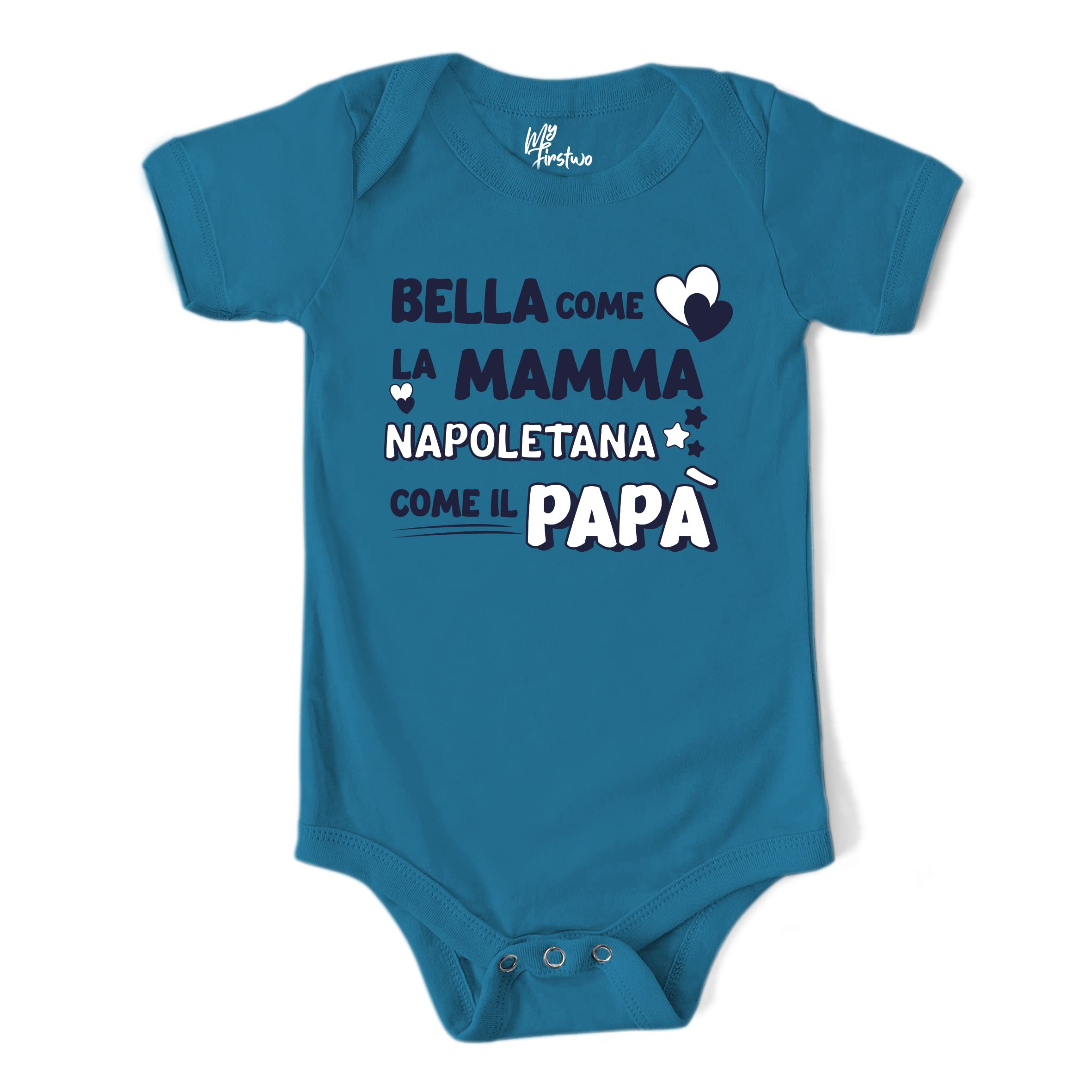 Body Neonata Bella come la Mamma, Napoletana come il Papà - Body Divertente | Baby Body a Manica Corta 100% Cotone Morbido - Simpatica Idea Regalo Nascita Bambina Tifosa Femmina Baby Shower