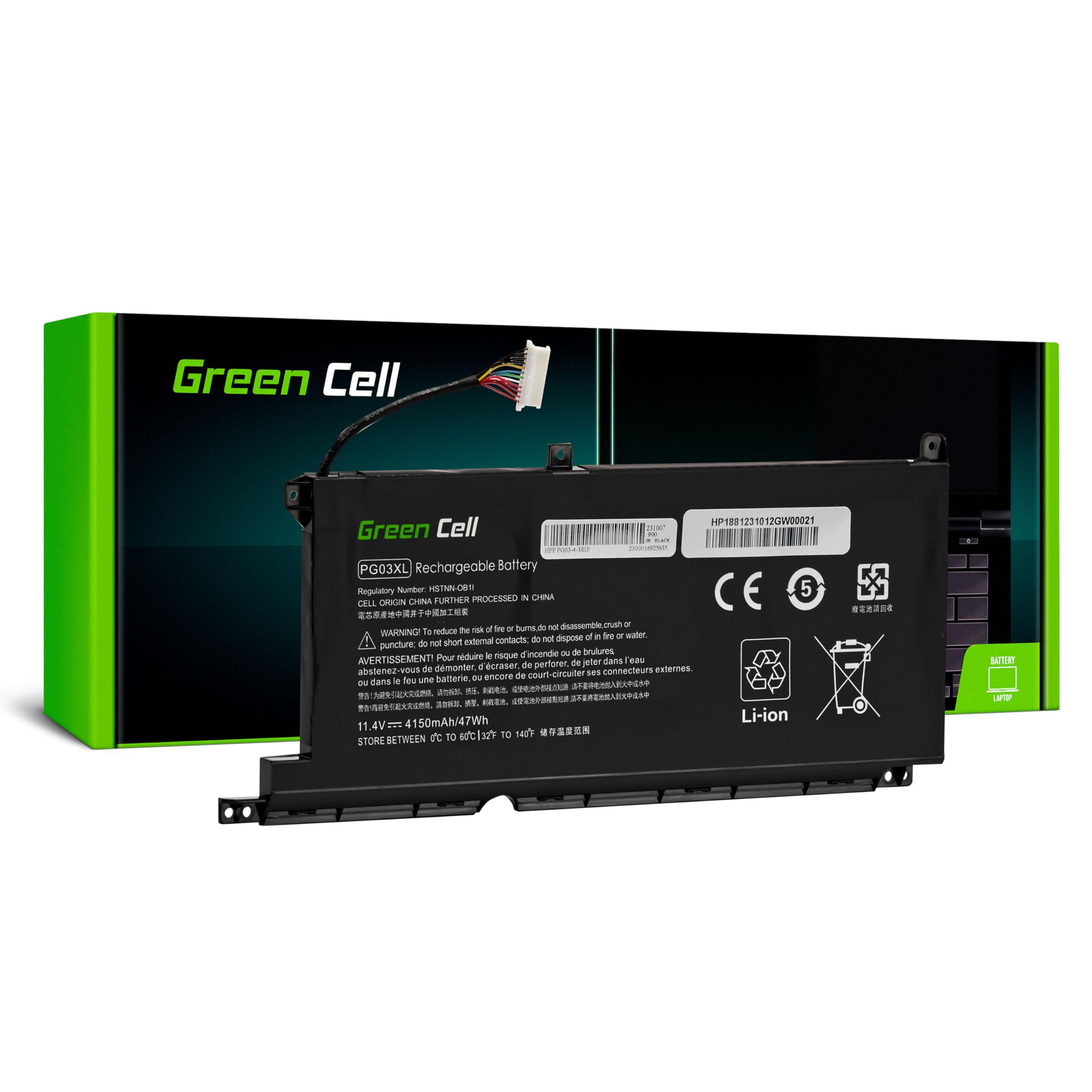 Green Cell PG03XL L48495-005 Bateria do laptopa HP Pavilion 15-EC 15-EC0017NW 15-EC1087NW 15-EC2504NW 15-DK 15-DK2315NW 16-A 16-A0007NW (4150 Kolor biały kolor czarny